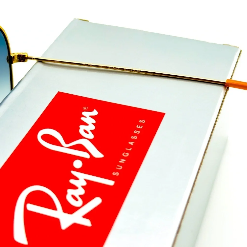 Ray-Ban Aviator Sunglasses RB3025 Blue Gradient Crystal Lens Gold Frame UNISEX! - Picture 11 of 15